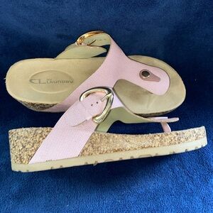 CL by Laundry Light Pink Sandals with Gold Buckle